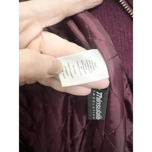 Talbots Italian wool toggle hooded Magenta Purple Thinsulate coat size 10 Large - Picture 6 of 11